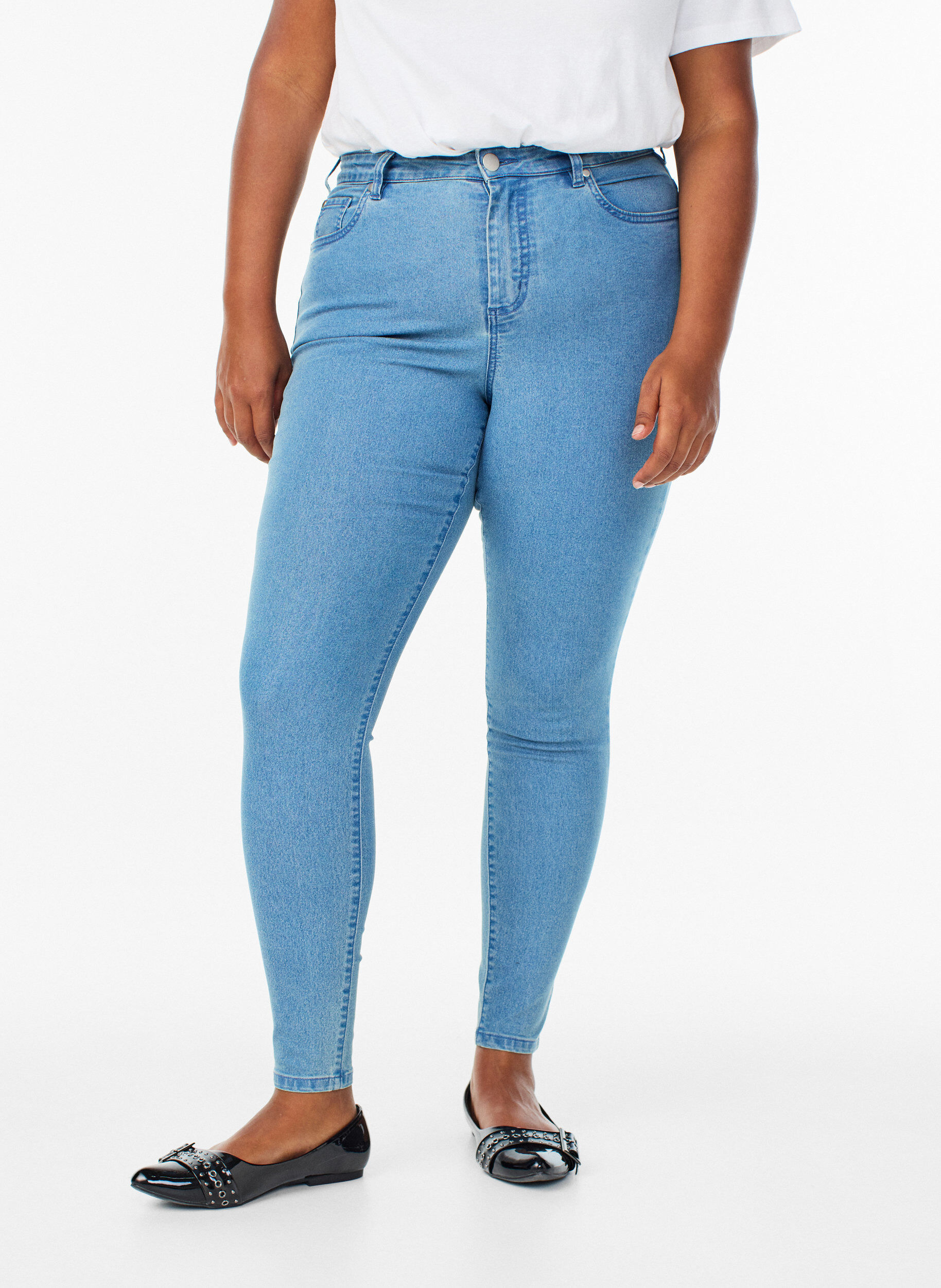 ZizziAmy super slim fit jeans met hoge taille, Blauw, Model image number 2