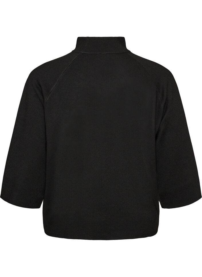 Gebreide blouse van een viscosemix met col, Zwart, Packshot image number 1