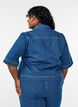 Gestreept denim shirt met korte mouwen, Blauw, Model image number 2