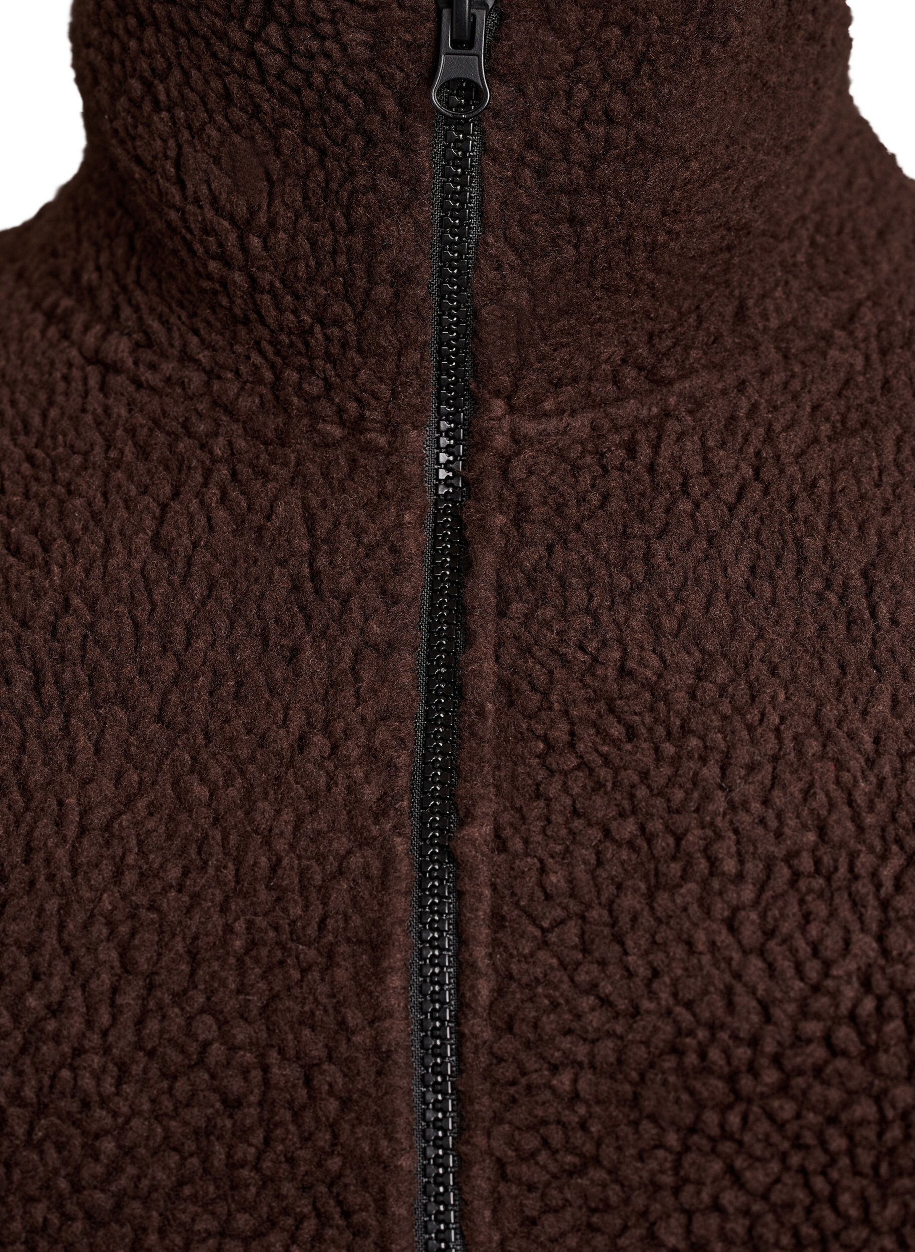 ZizziTeddy fleece gilet met ritssluiting en zakken, Bruin, Packshot image number 2