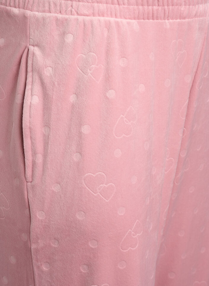 Velours broek met stippen en hartjes, Roze, Packshot image number 2