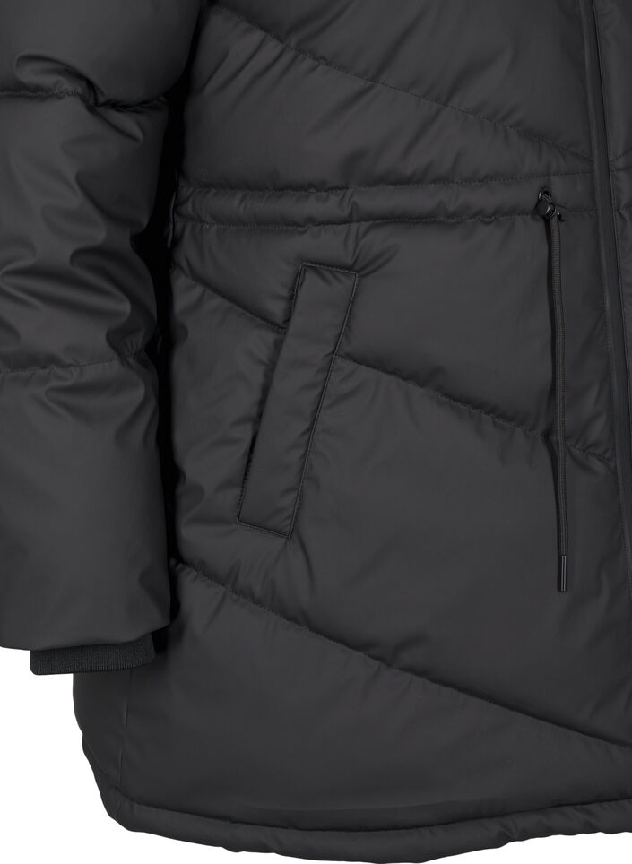 Waterafstotend pufferjack met capuchon, Black, Packshot