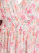 Midi jurk met bloemen, wikkellook en smock, Oranje, Packshot image number 2