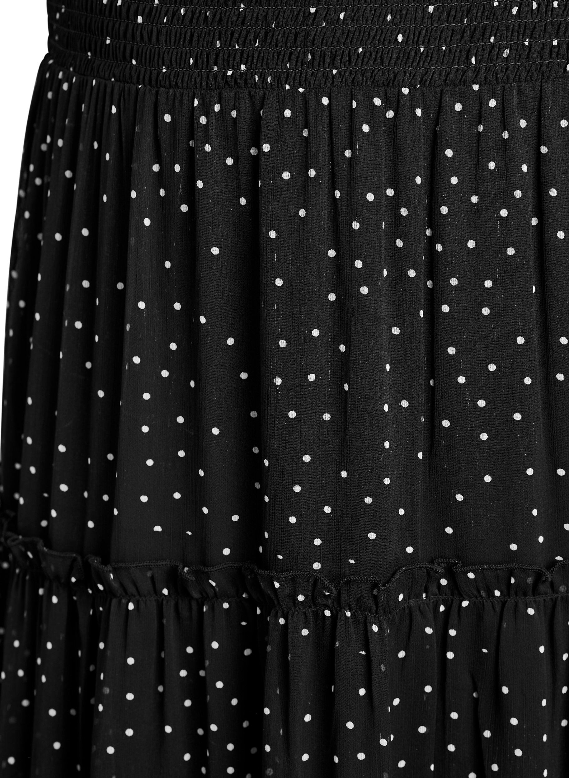 ZizziLange A-lijn chiffon rok met stippen, Zwart, Packshot image number 2