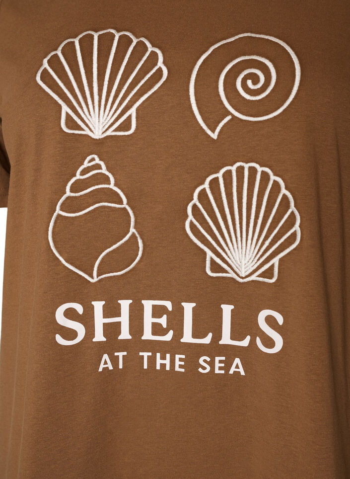 Katoenen T-shirt met print, Bruin, Packshot image number 2