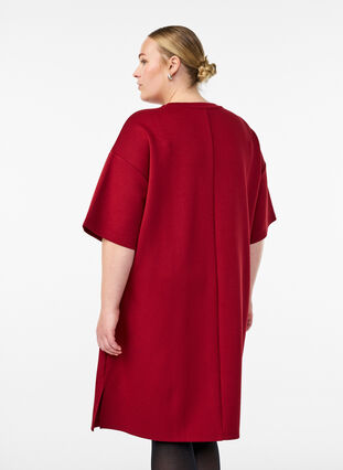 ZizziT-shirtjurk van jersey met zijsplitten, Rood, Model image number 2