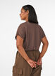 Viscose T-shirt met glitterstrepen, Bruin, Model image number 2
