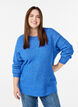 Melange breisel blouse met ronde hals, Blauw, Model image number 0