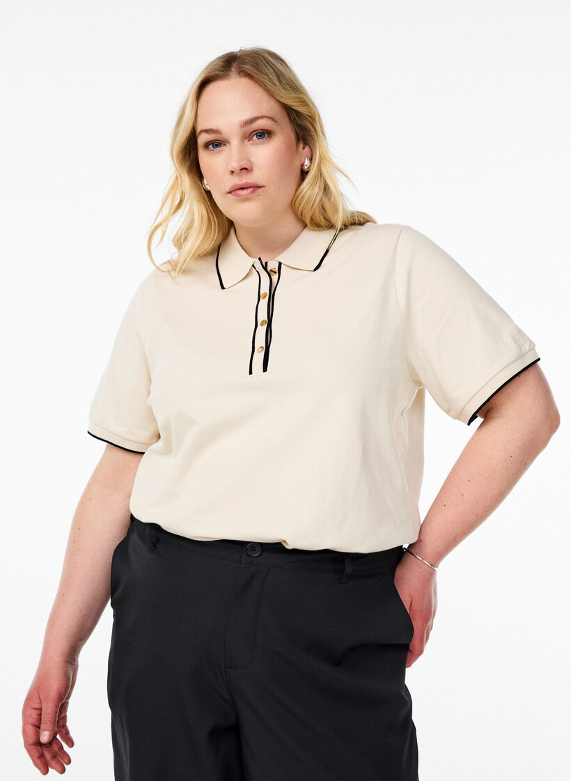 Poloshirt met korte mouwen, Beige, Model image number 0