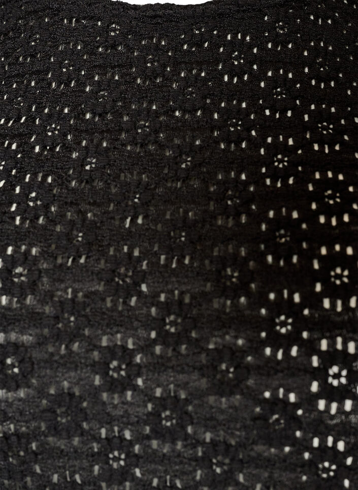 Blouse met ajourpatroon en lange mouwen, Zwart, Packshot image number 2