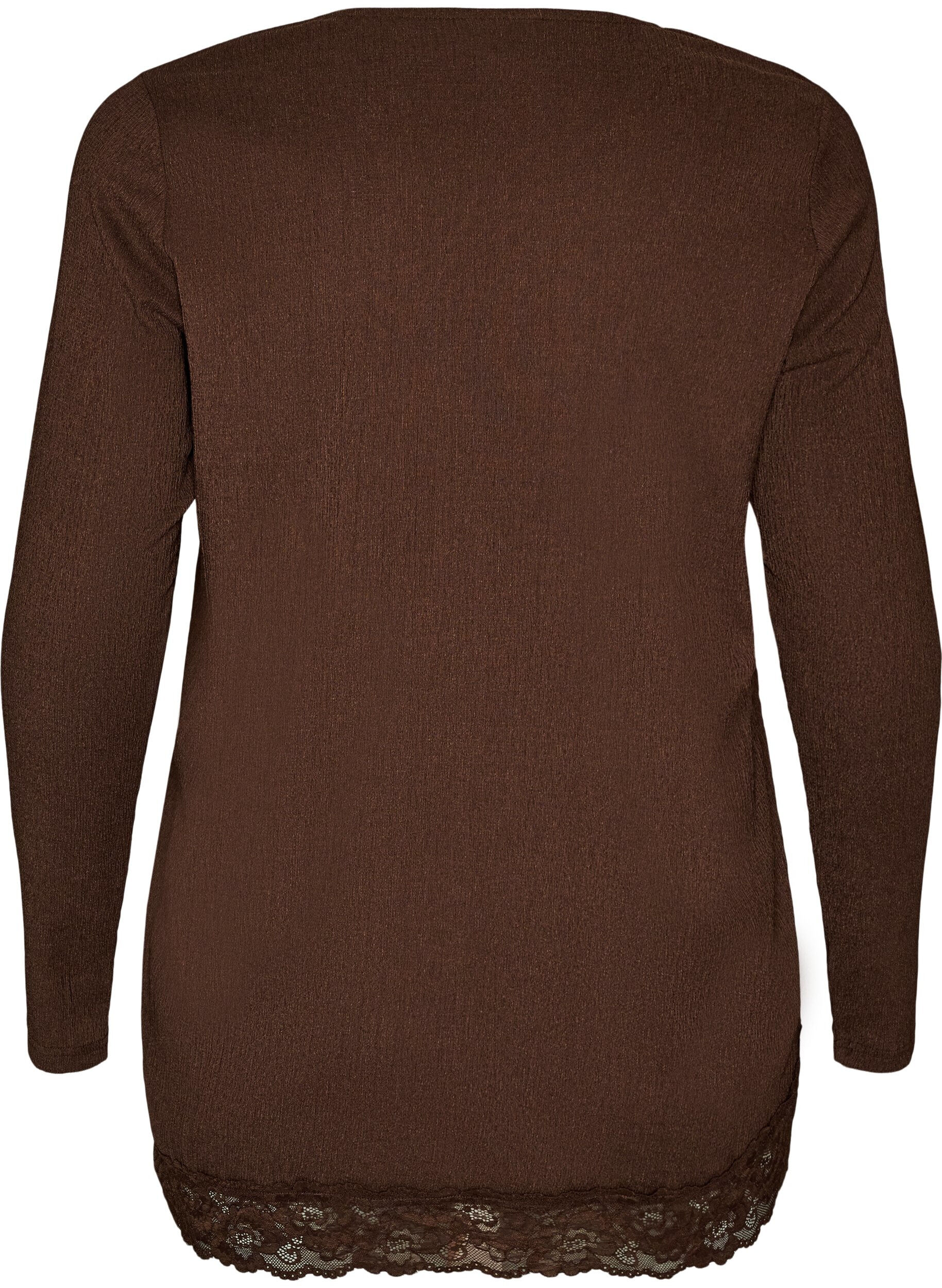 ZizziJersey blouse met asymmetrische kanten rand, Bruin, Packshot image number 1