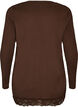 Jersey blouse met asymmetrische kanten rand, Bruin, Packshot image number 1
