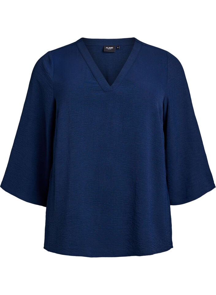 Blouse met 3/4 mouwen, Blauw, Packshot image number 0