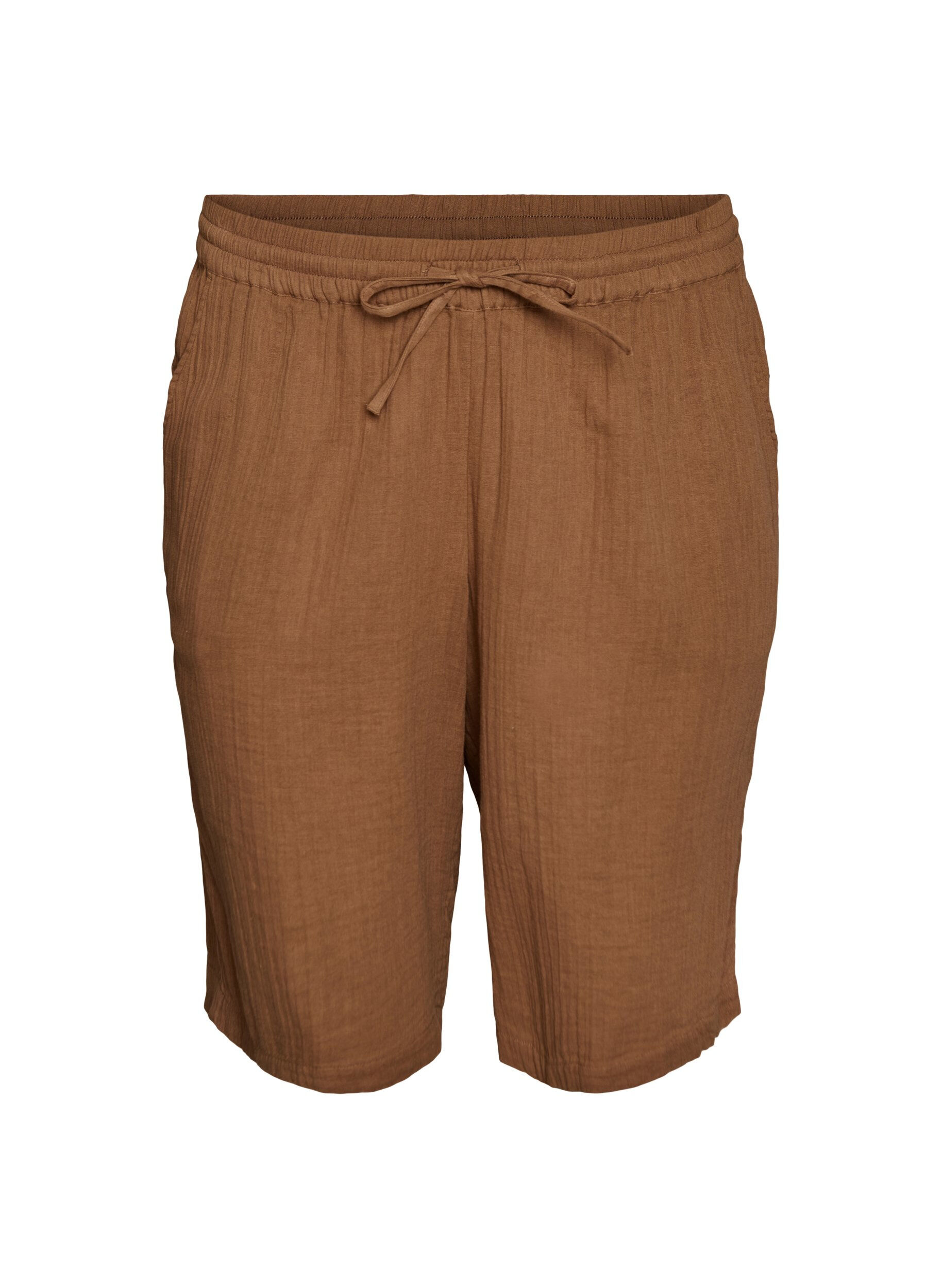 Los katoenen mousseline shorts met een hoge taille