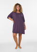 Nachtjapon in viscose jersey met een geribde textuur, Paars, Model image number 1