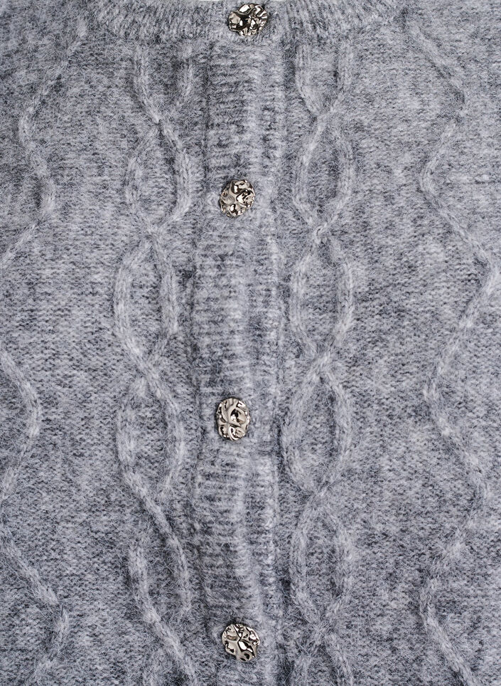 Gebreid vest met patroon en decoratieve knopen, Grijs, Packshot