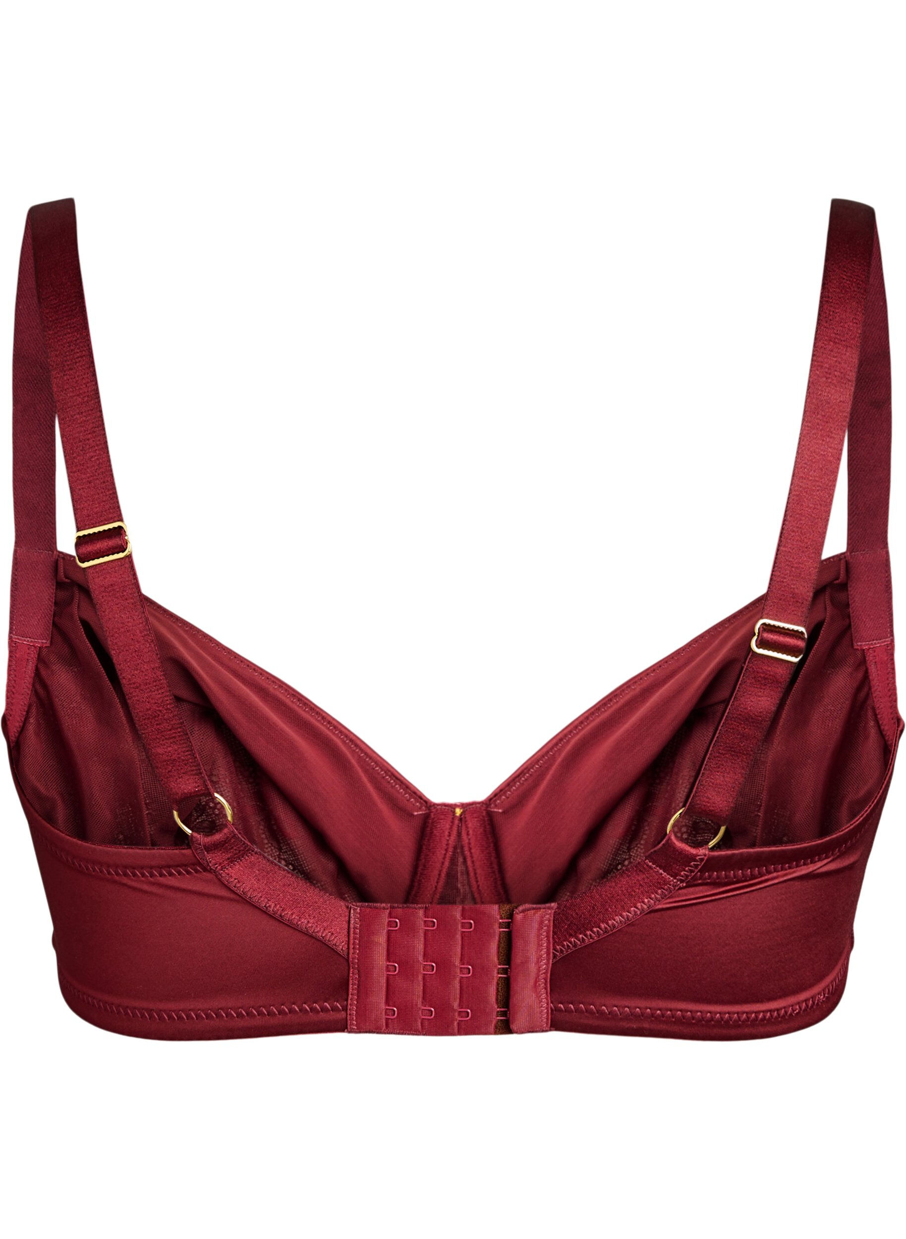 ZizziFull coverage bh in glanzend microvezel, Donker Bordeaux, Packshot image number 1
