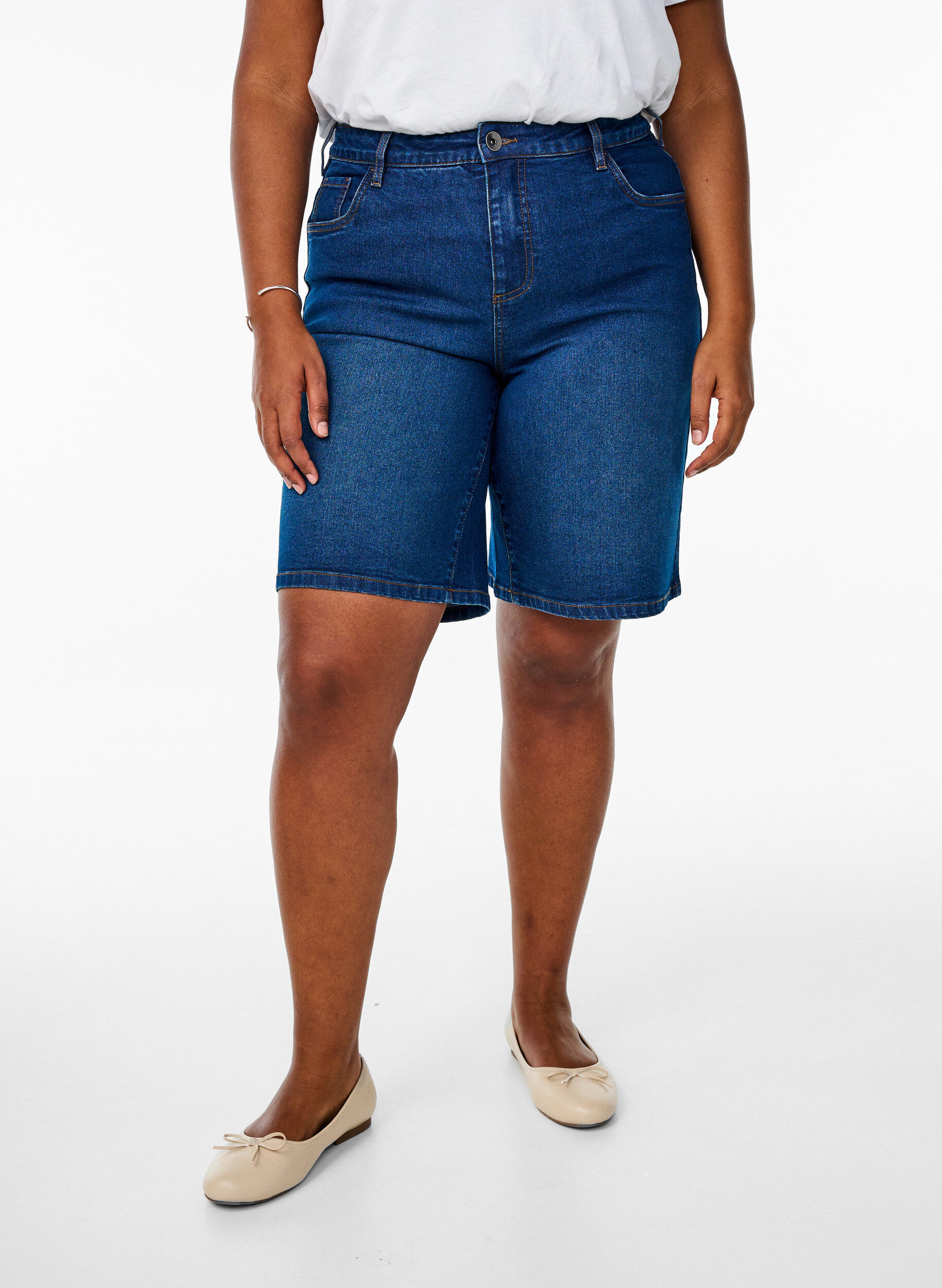 ZizziFLASH - Losse denim shorts met hoge taille, Blauw, Model image number 3