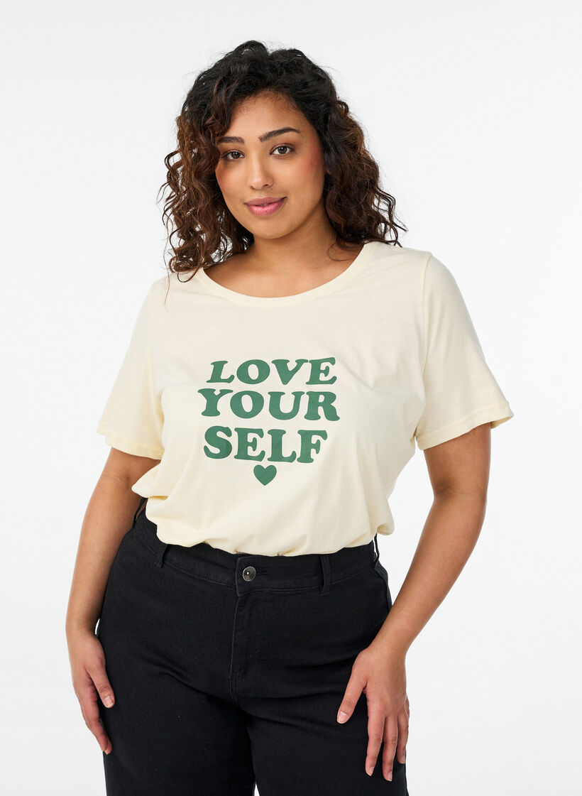 T-shirt met print, Geel, Model image number 0