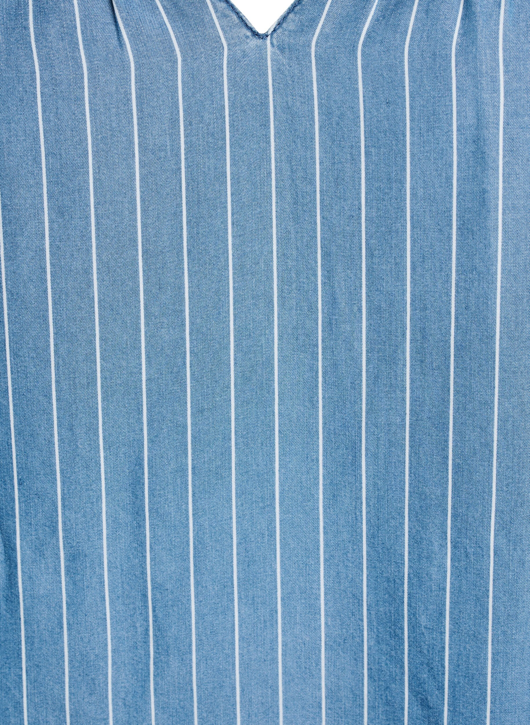 ZizziGestreepte denim blouse met lange mouwen, Blauw, Packshot image number 2