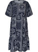 Enkel-lange jurk in viscose met paisleyprint en korte mouwen, Blauw, Packshot image number 0