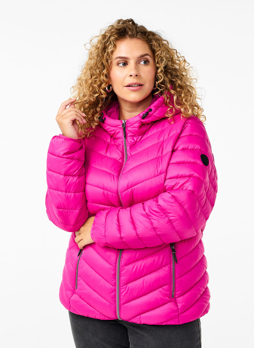 Lichtgewicht jas met capuchon, Roze, Model image number 0