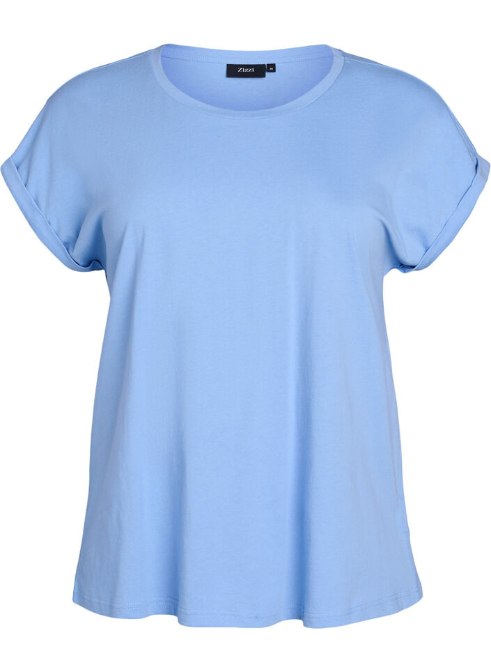 T-shirt met korte mouwen van katoenmix, Blauw, Packshot image number 0