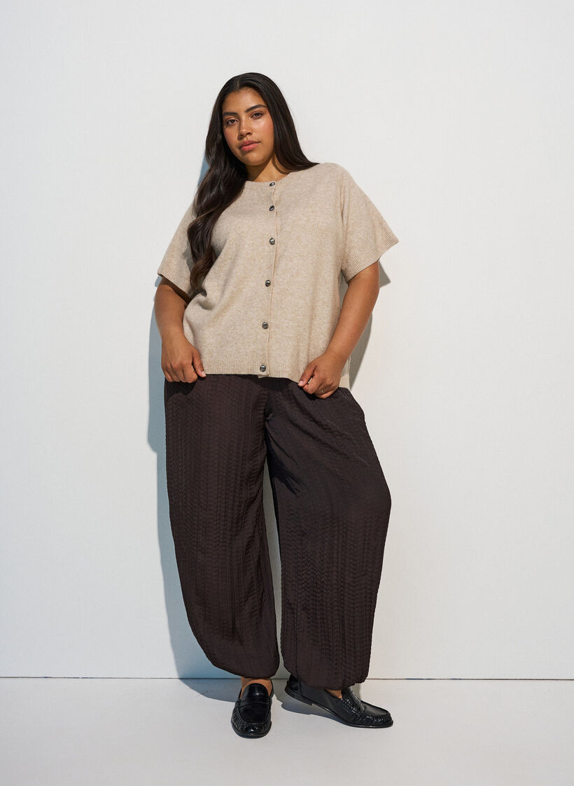 Gebreid vest met korte mouwen, Beige, Model image number 1
