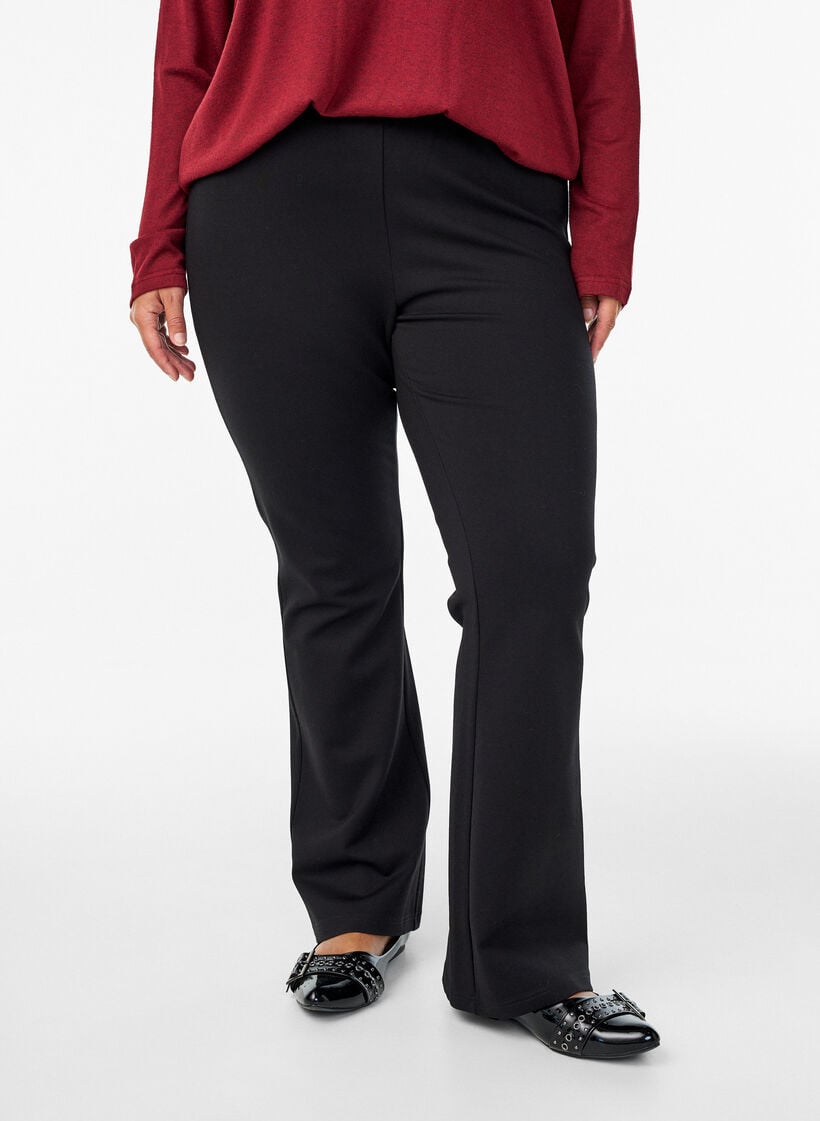 Bootcut broek van viscosemix, Zwart, Model image number 2