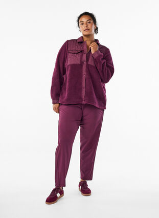 ZizziFleecejack met gewatteerde details, Grape Wine, Model image number 2