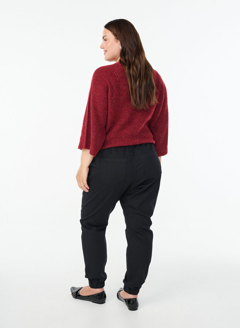 Denim joggers met zakken, Zwart, Model image number 1