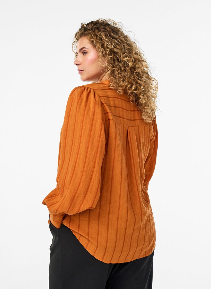 Blouse met verticale strepen, Pumpkin Spice, Model