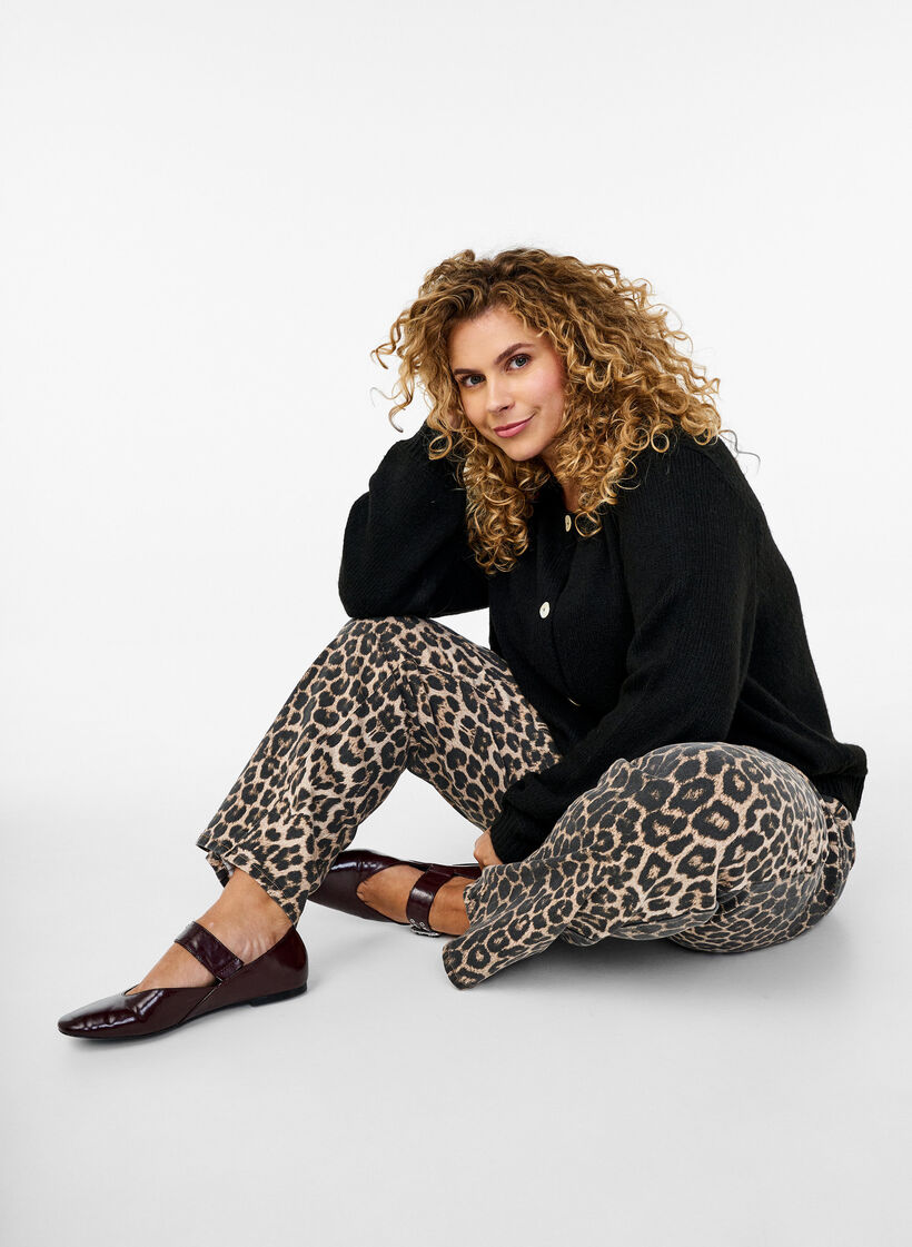 Straight-fit jeans met zebraprint, Bruin, Image image number 0