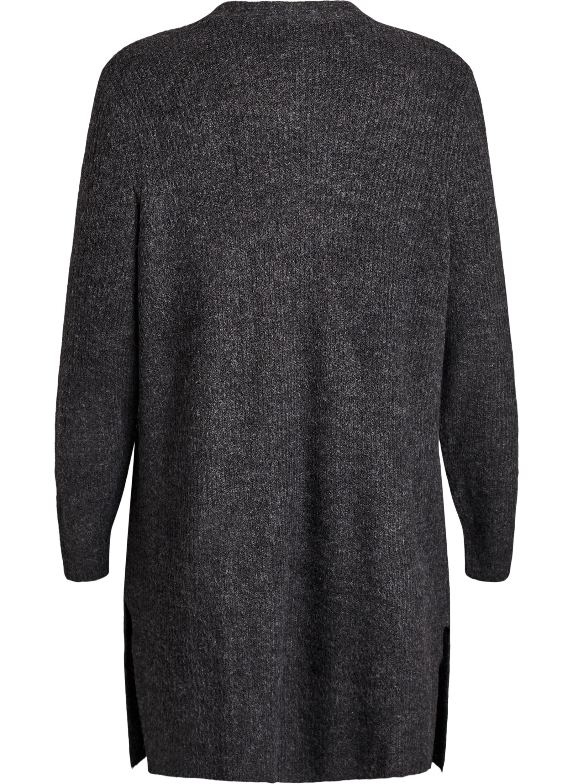 Zizzi Cardigan long c&ocirc;tel&eacute; sans fermeture, Gris anthracite, Packshot image number 1