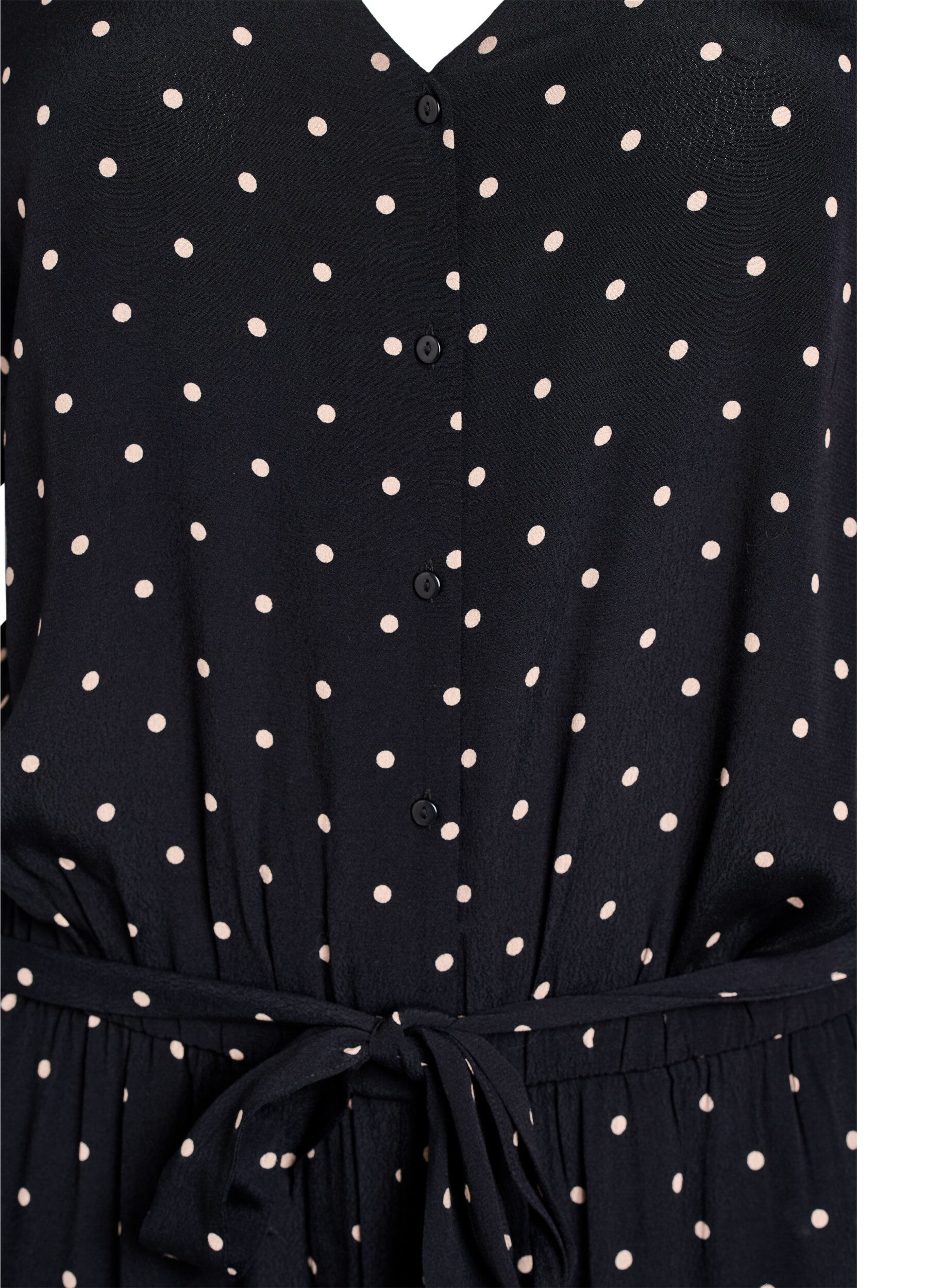 ZizziPolkadot jumpsuit met korte mouwen, Zwart, Packshot image number 2