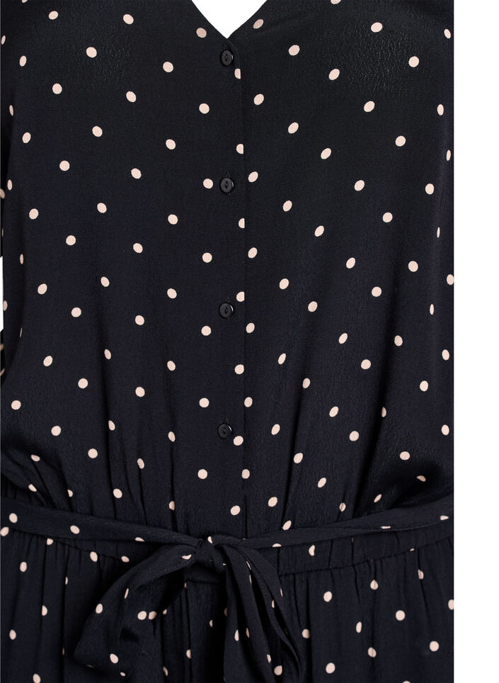 Polkadot jumpsuit met korte mouwen, Zwart, Packshot image number 2