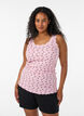 Top met print en kanten rand, Rood, Model image number 0