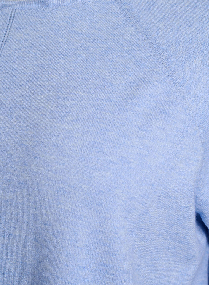 Gebreide blouse met ronde hals en gebreid patroon, Della R. Blue Mel., Packshot