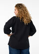 3/4 mouw blouse in katoen met strepen, Zwart, Model image number 2