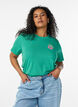 T-shirt van biologisch katoen met print op de rug, Groen, Model image number 0