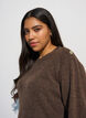 Breisel blouse met knoopdetail, Bruin, Model image number 3