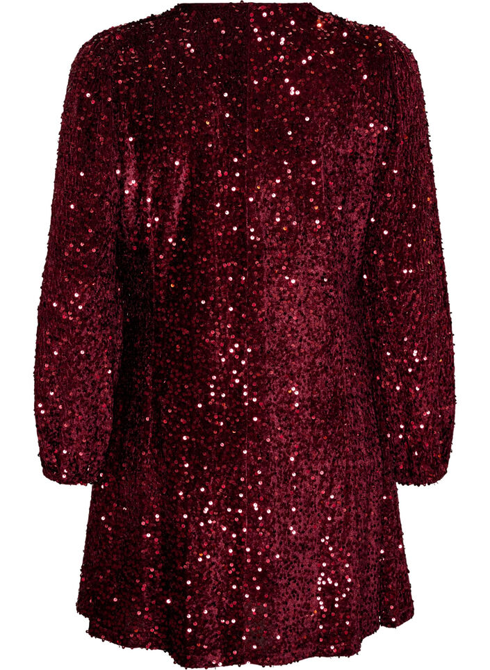 Korte jurk met pailletten in A-lijnvorm, Rood, Packshot image number 1