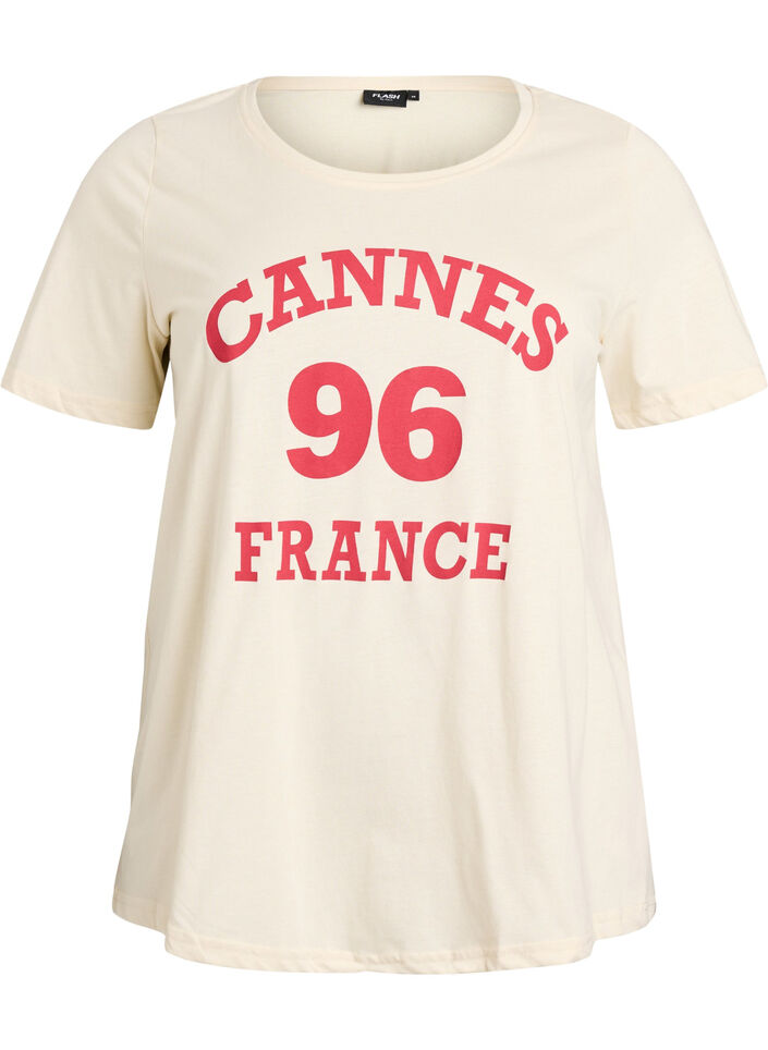 T-shirt met print, Vanille, Packshot image number 0
