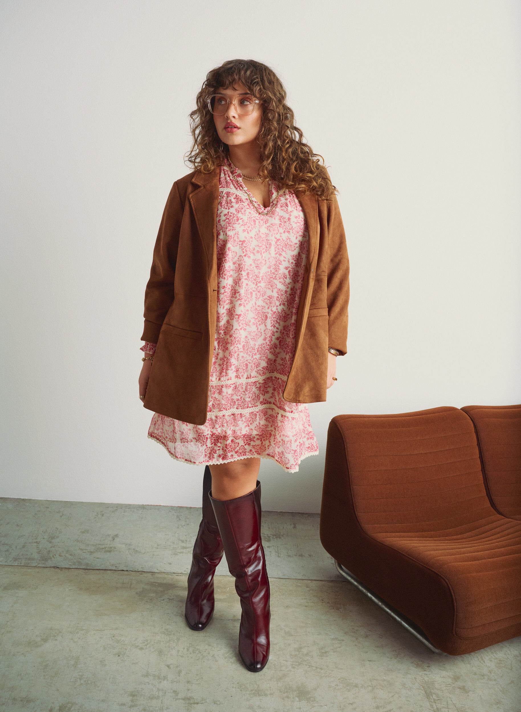 ZizziKorte chiffonjurk met gehaakte details, Roze, Image image number 0