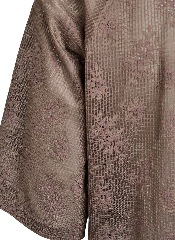 Kanten T-shirt met tekstprint, Bruin, Packshot image number 3