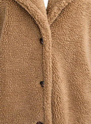 ZizziZachte teddystof jack met knoopsluiting en een kraag, Caribou, Packshot image number 2