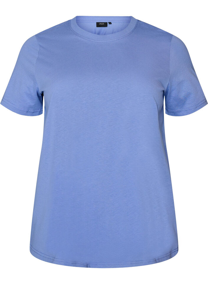 Basic katoenen T-shirt met ronde hals, Paars, Packshot image number 0