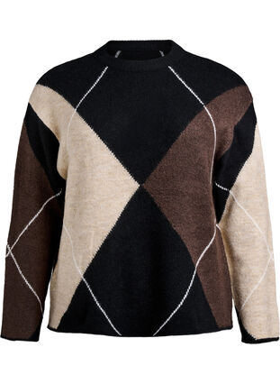 ZizziTrui met grote ruiten en contrasterende mouwen, Black Comb, Packshot image number 0