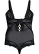 Kantbody met vetersluitingdetails, Zwart, Packshot image number 1