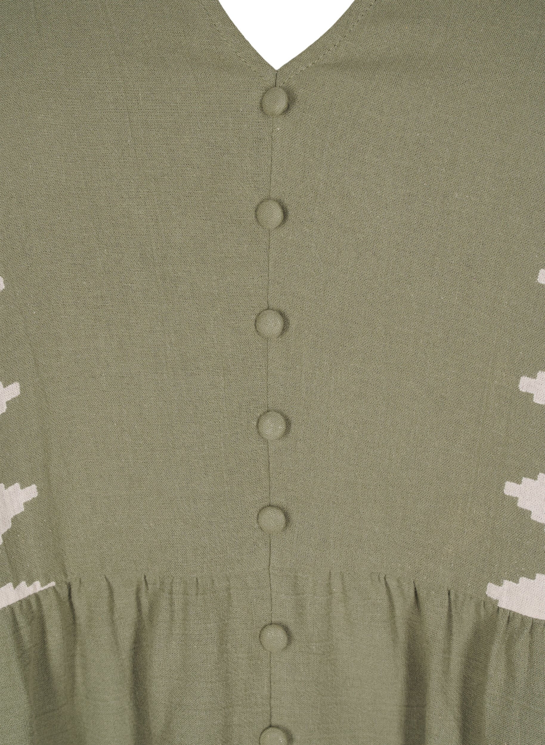 ZizziBlouse met korte mouwen, ruches en grafisch patroon, Groen, Packshot image number 2